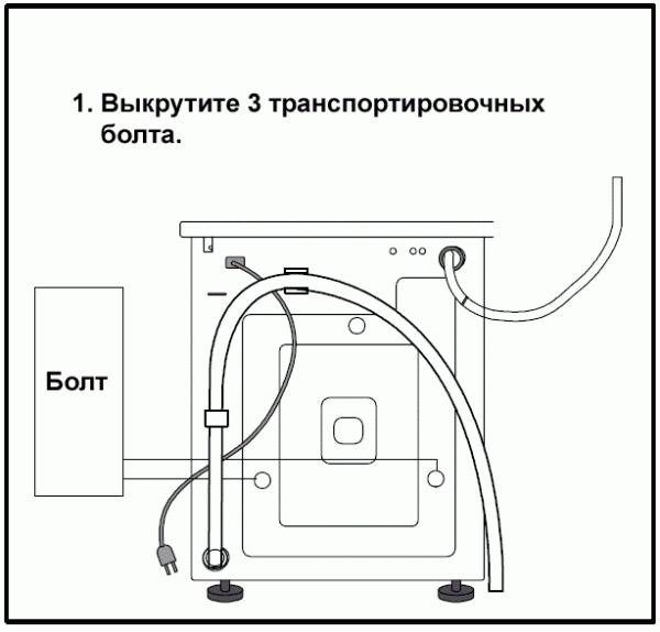 Выкрутка транспортировочного болта